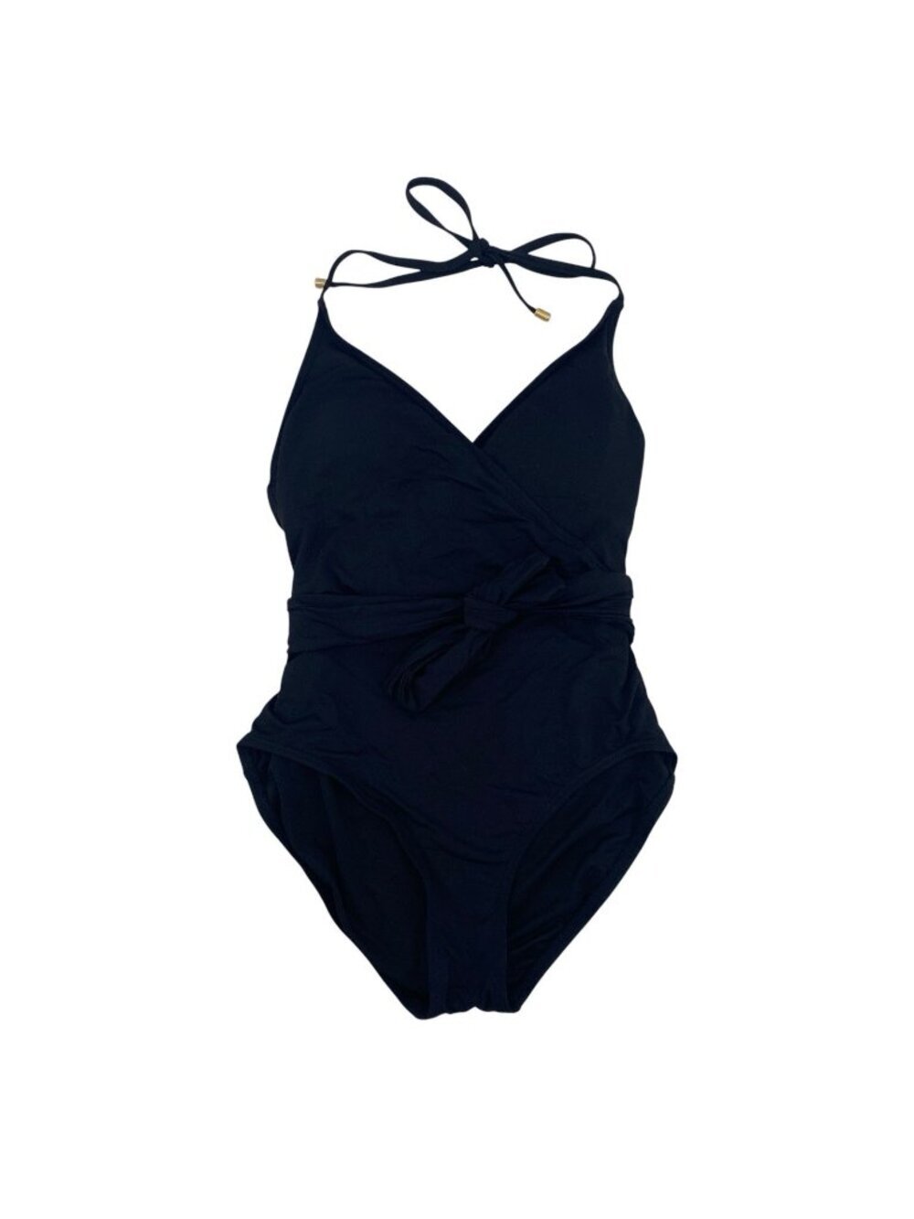 Vince Camuto Women's Size 6 Black Surf Shades V-Neck Wrap Tie One Piece Swimsuit